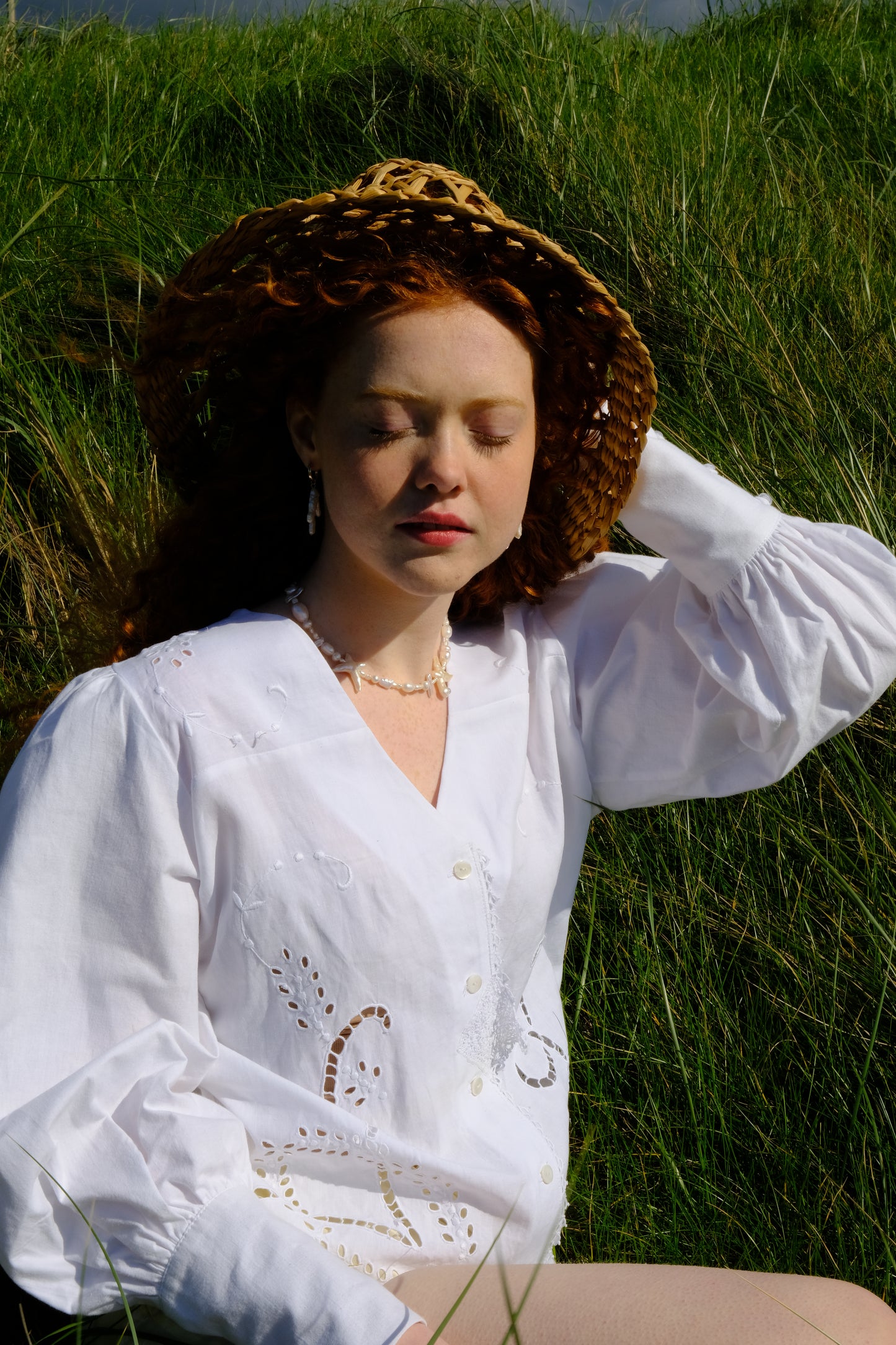 SAORLA Blouse White Linen Lace