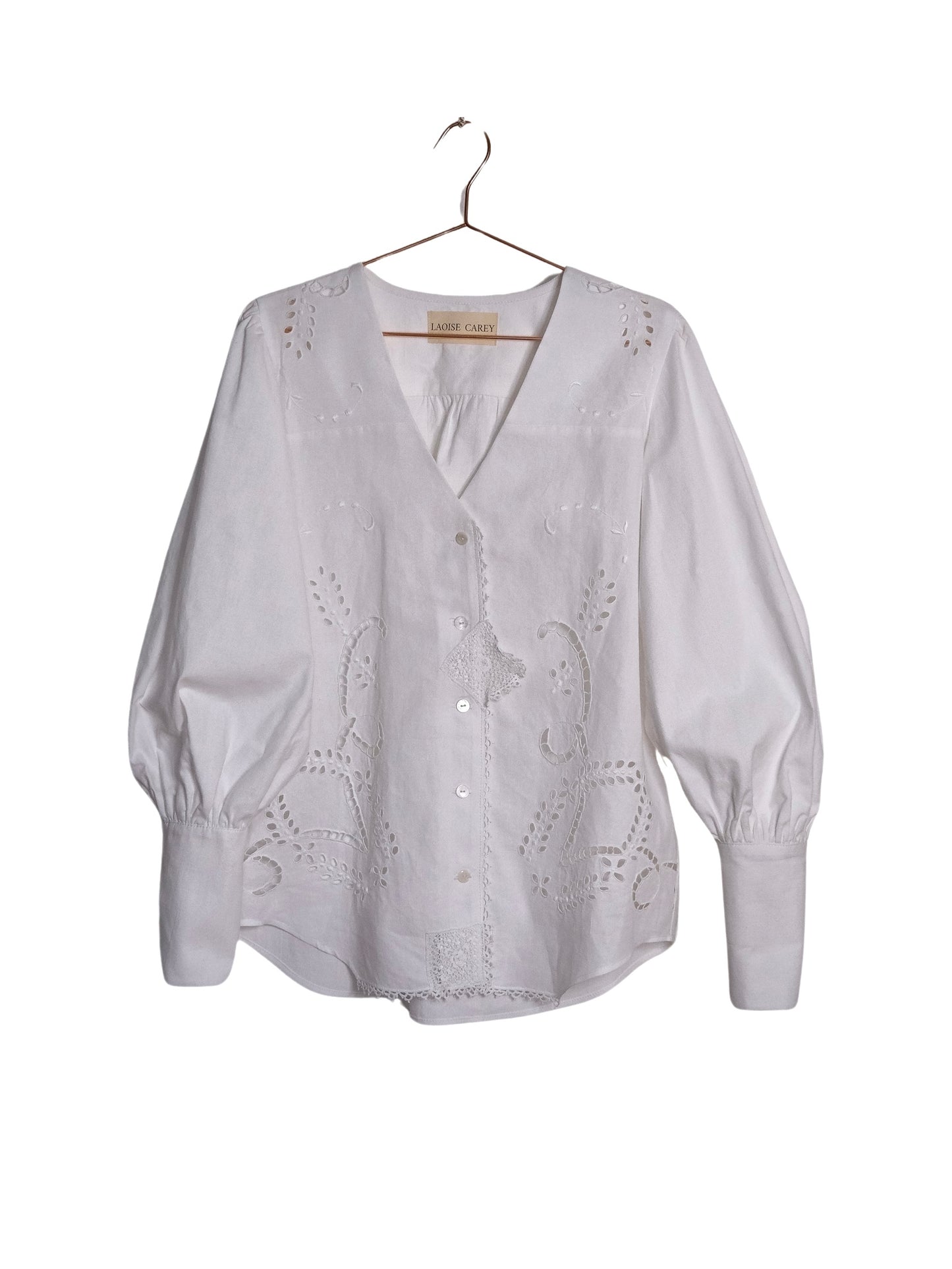 SAORLA Blouse White Linen Lace