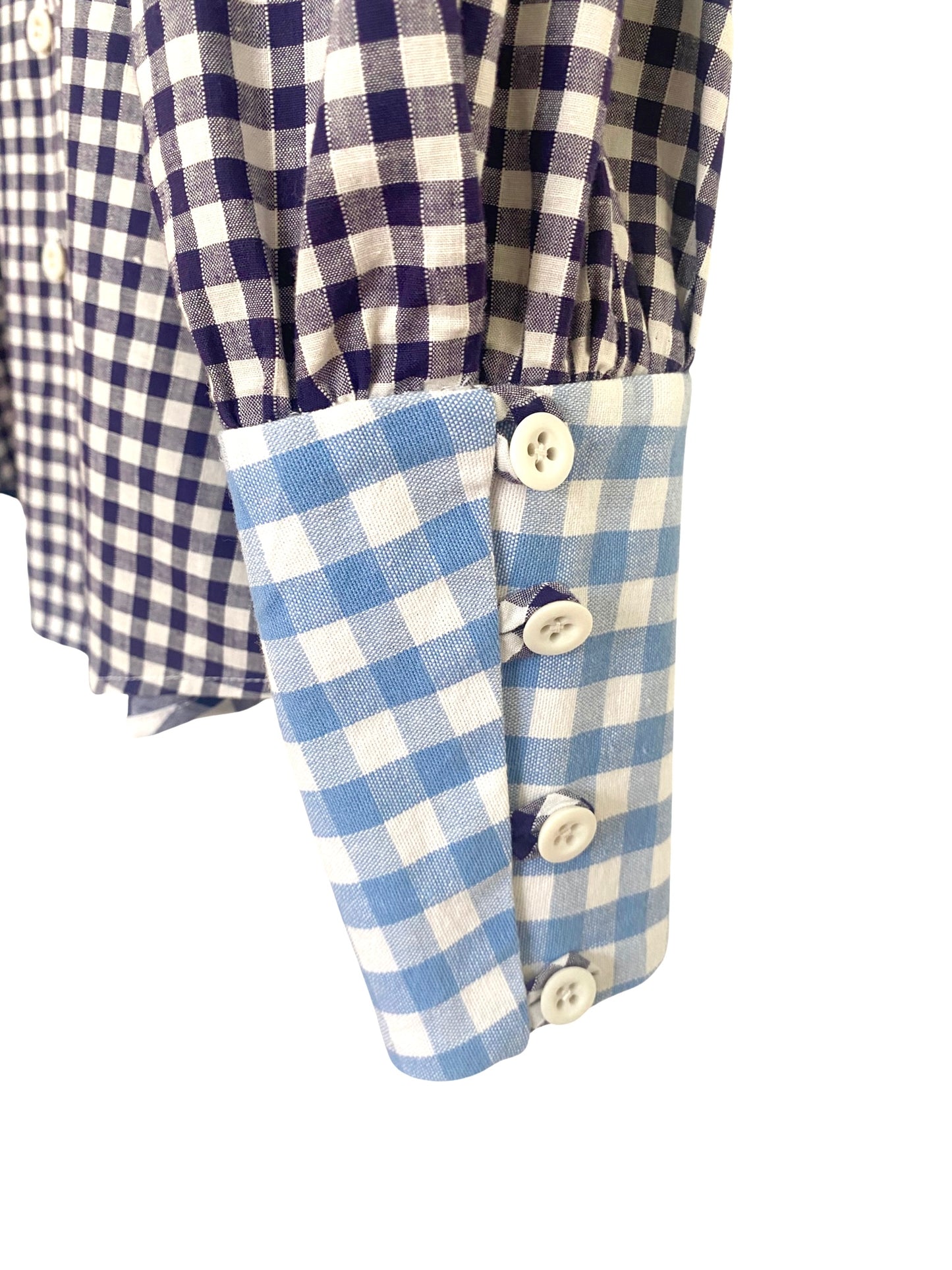 RÍONA Blouse Patchwork Blue Gingham