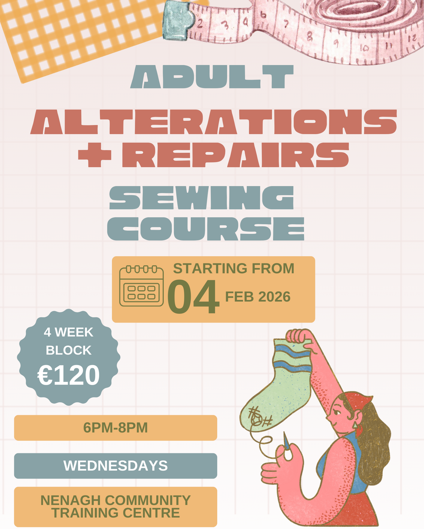 Nenagh 4 Weeks Alterations & Repairs Sewing Course