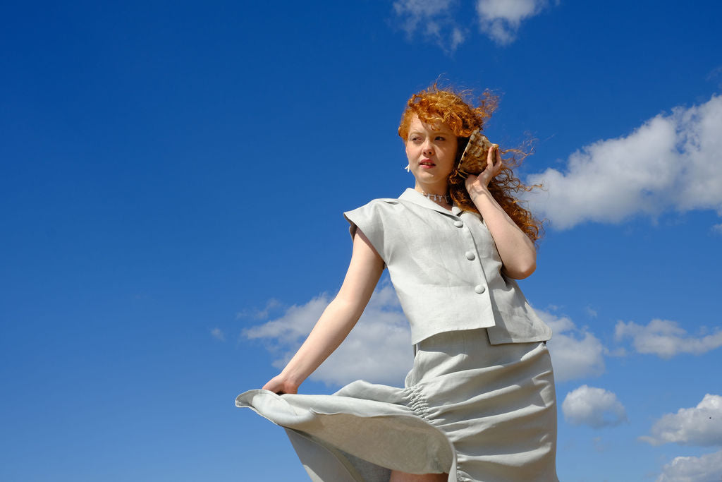 CAOILFHIONN Dove Grey Irish Linen Skirt