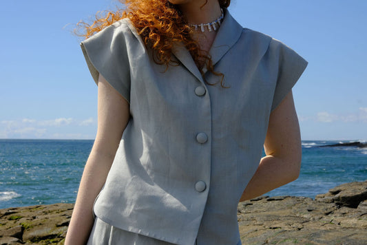 CIARDHA Dove Grey Irish Linen Blouse