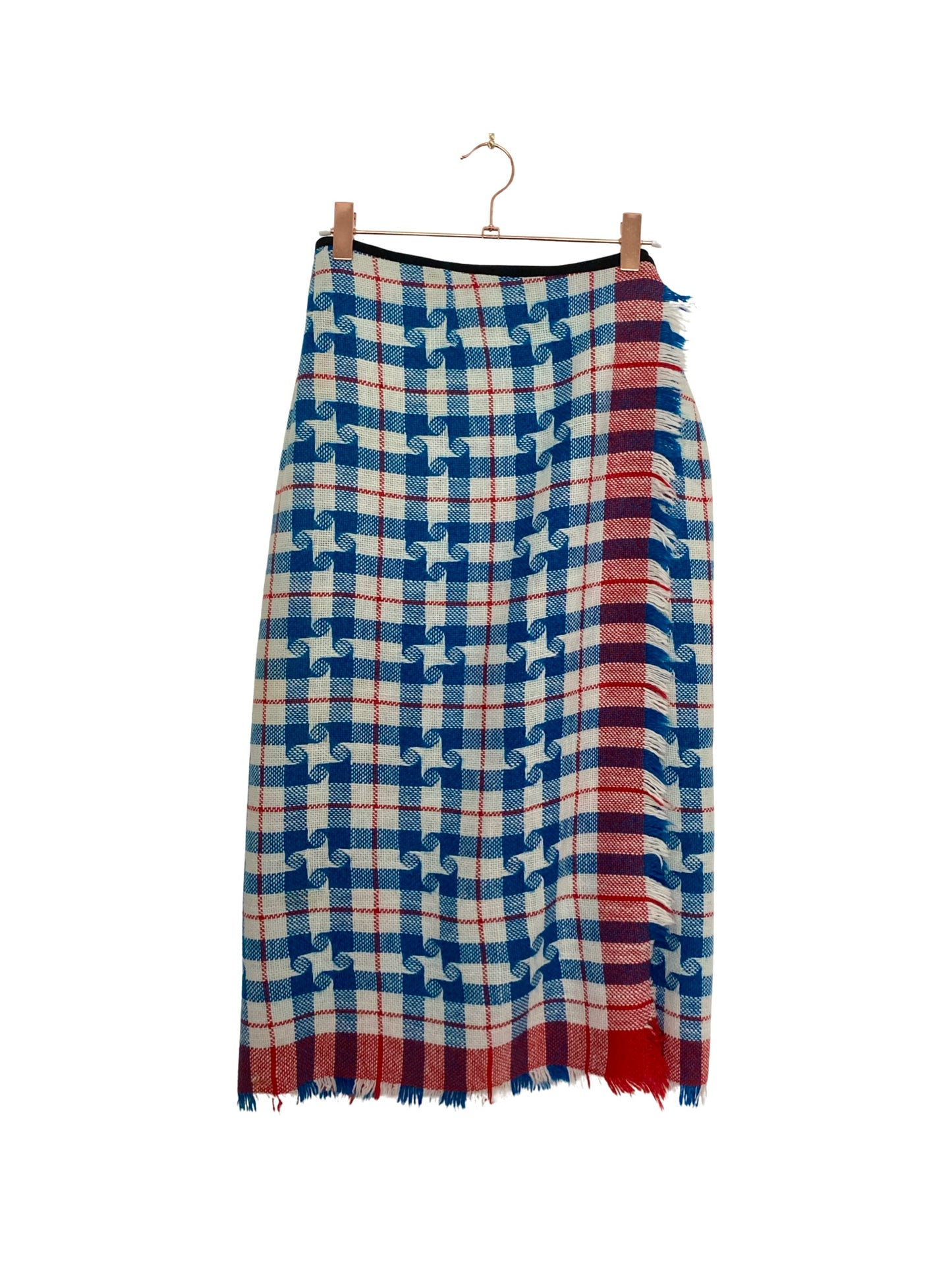 Íde Blanket Wrap Skirt Blue/Red Swirls UK 12