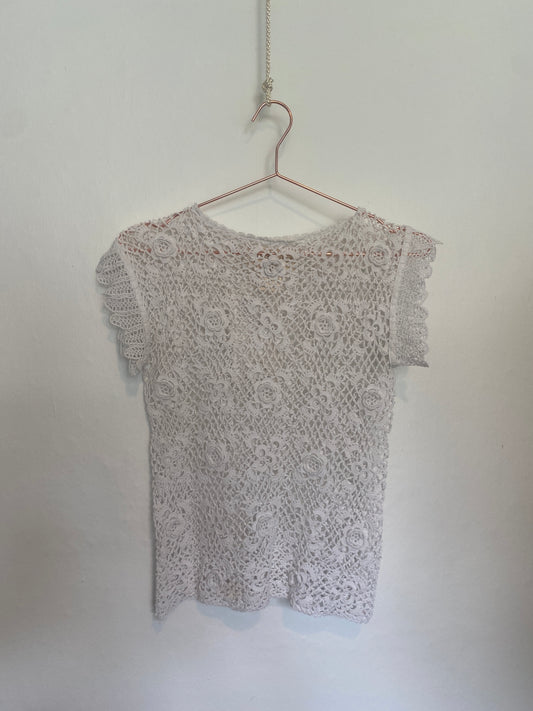 Reworked Vintage Irish Crochet Top XS
