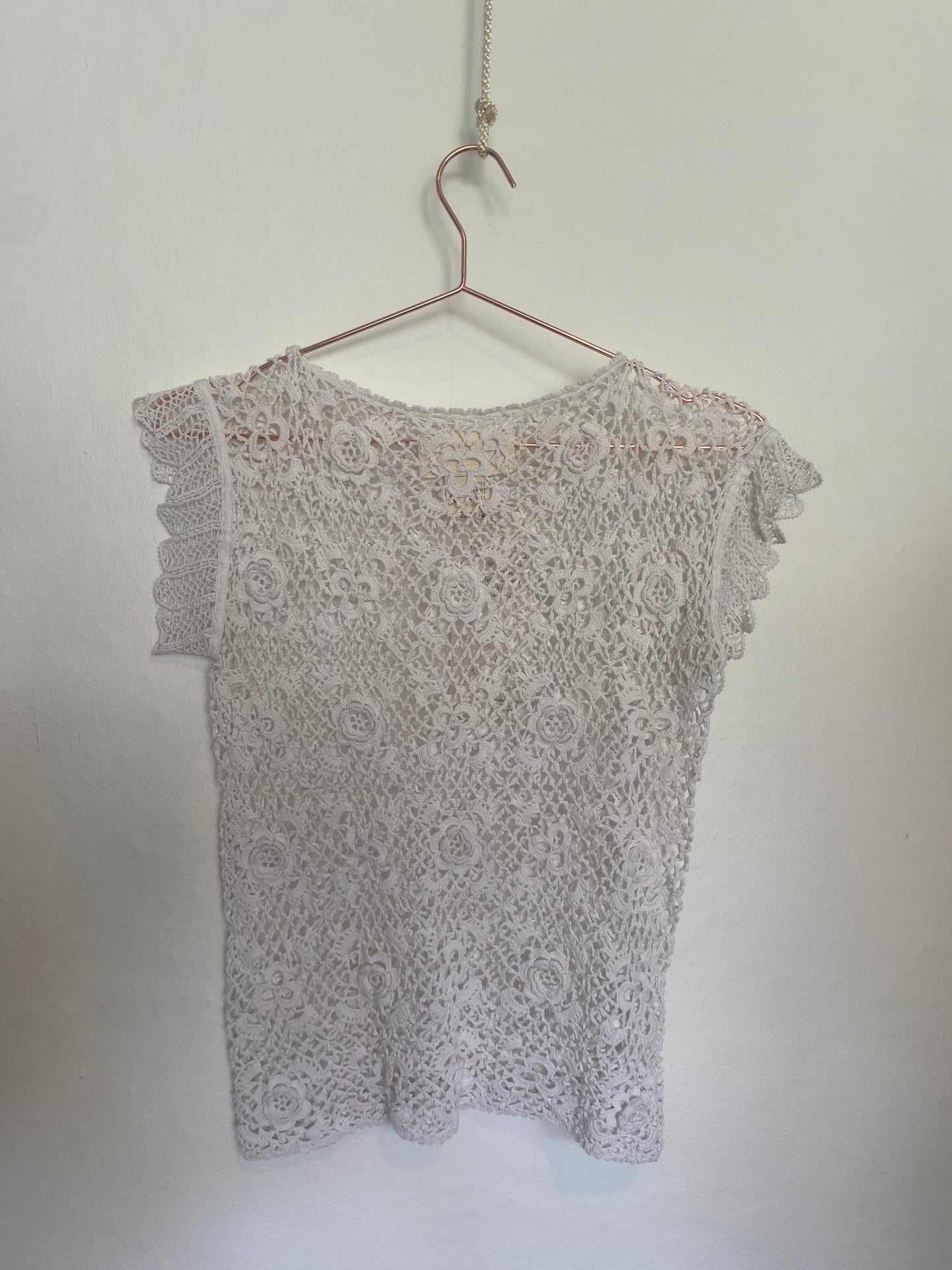 Reworked Vintage Irish Crochet Top XS