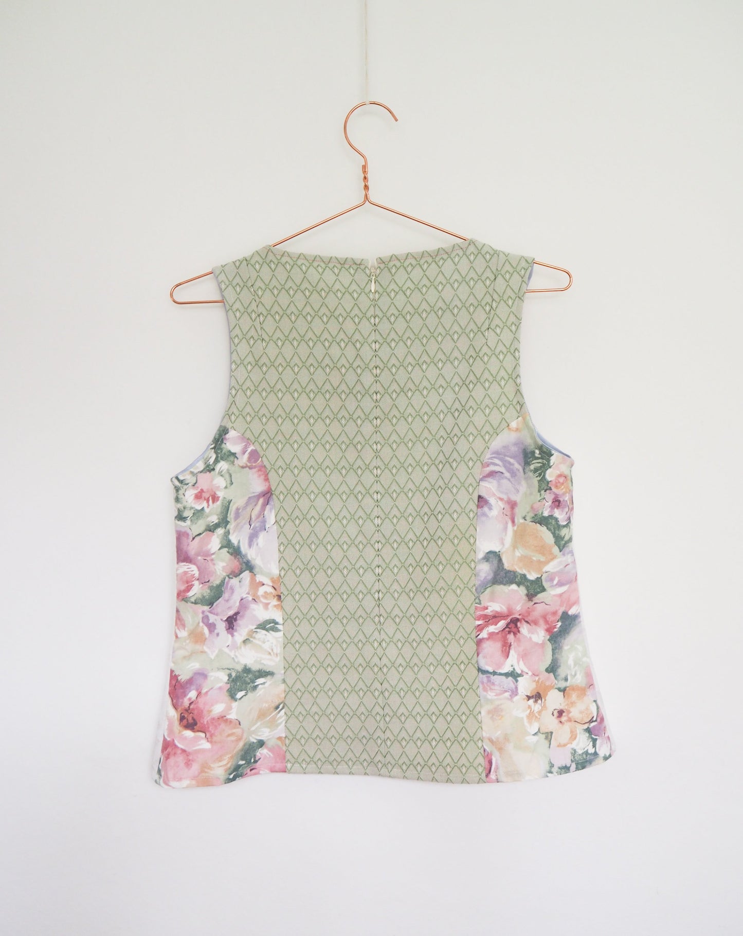 Green & Floral Panelled Bodice UK 12