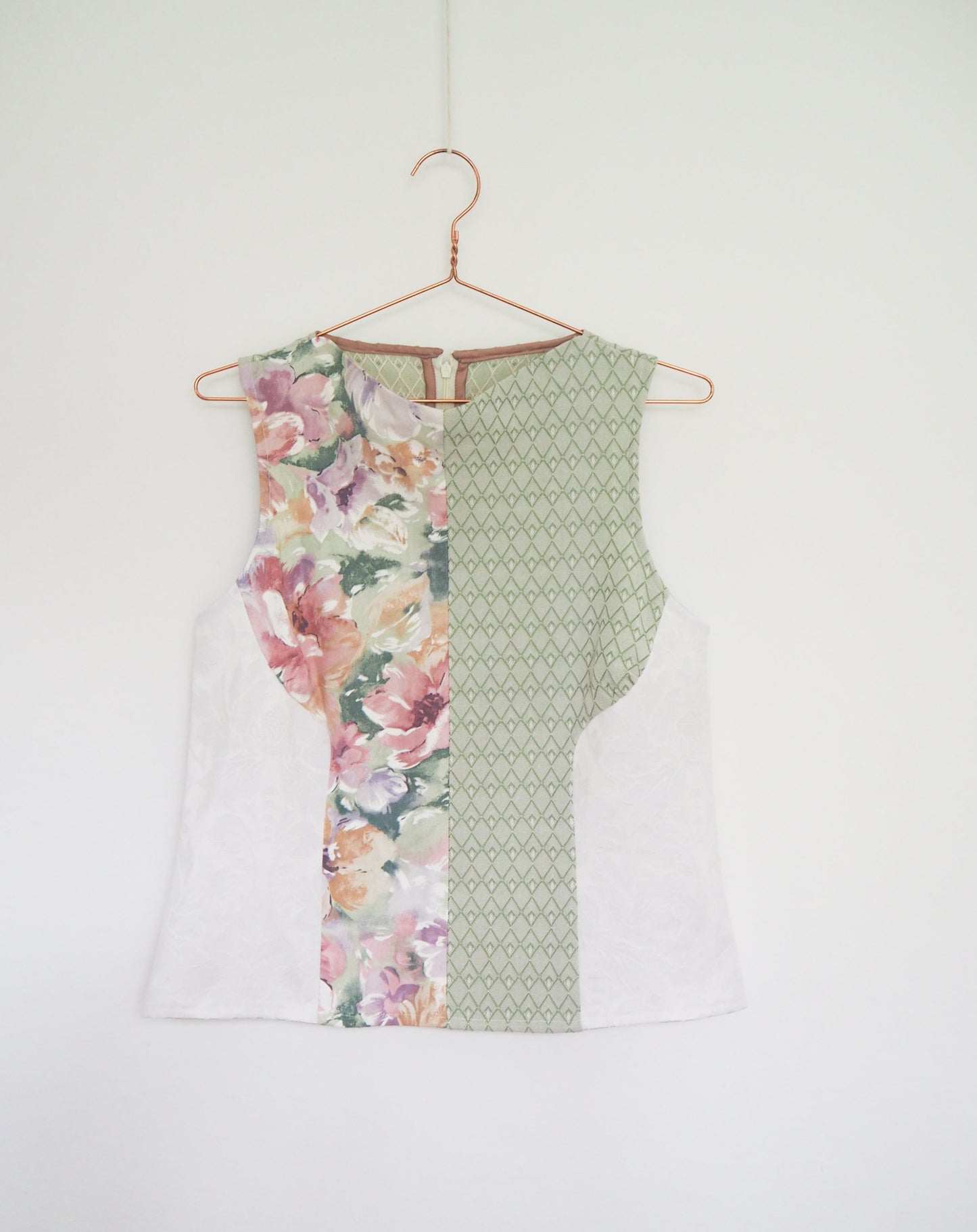 Green & Floral Panelled Bodice UK 12