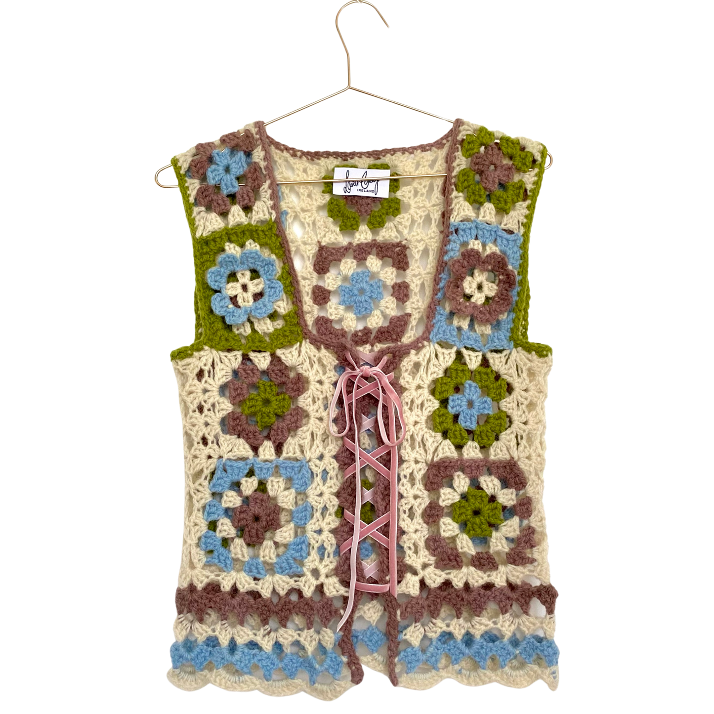 Seonaid Irish Wool Crochet Waistcoat S