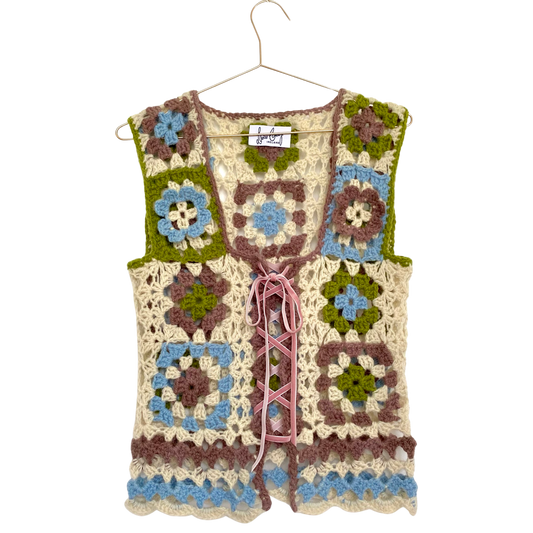 Seonaid Irish Wool Crochet Waistcoat S