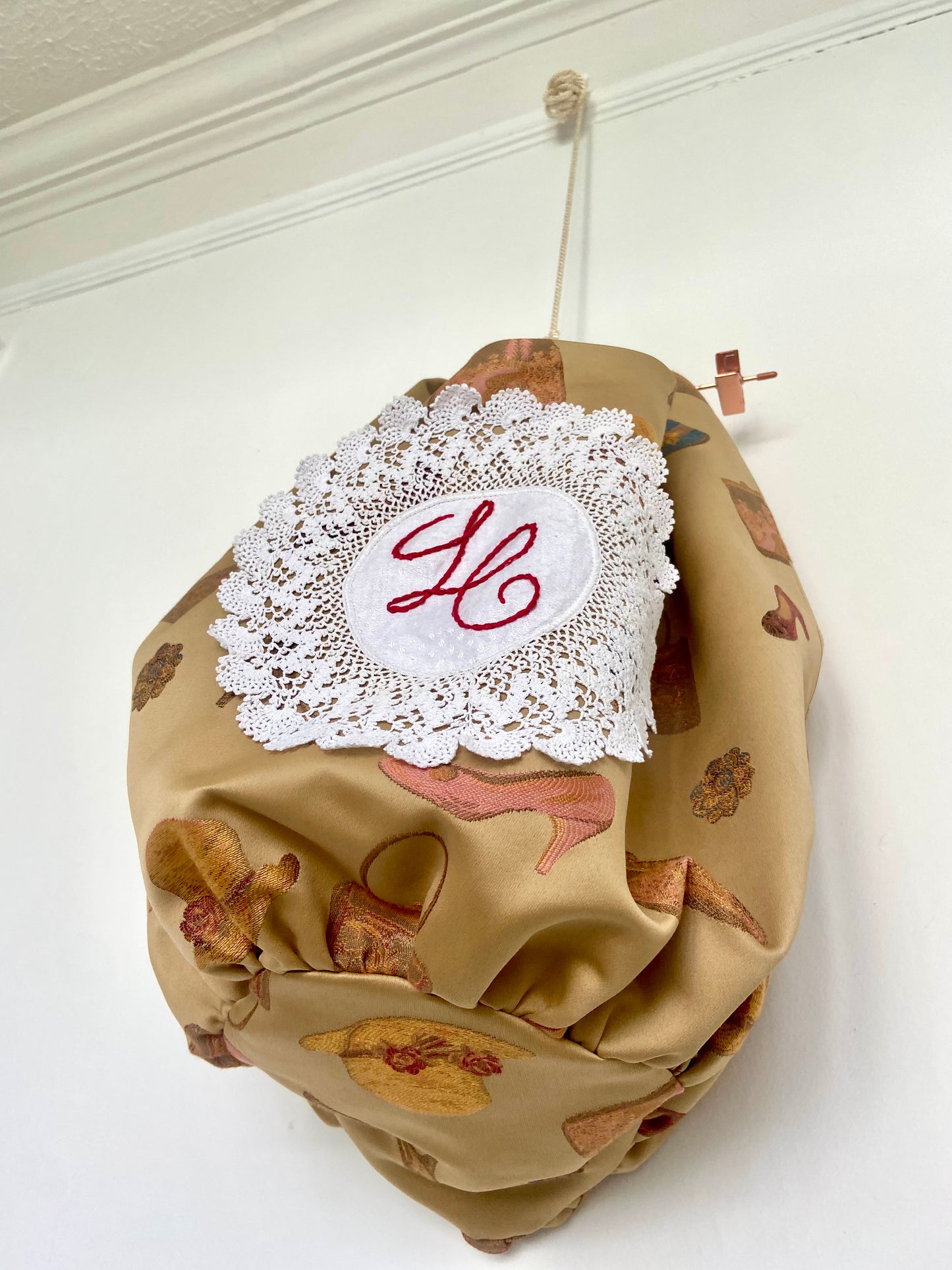 XL Satin Monogram Soft Pouffe Bag