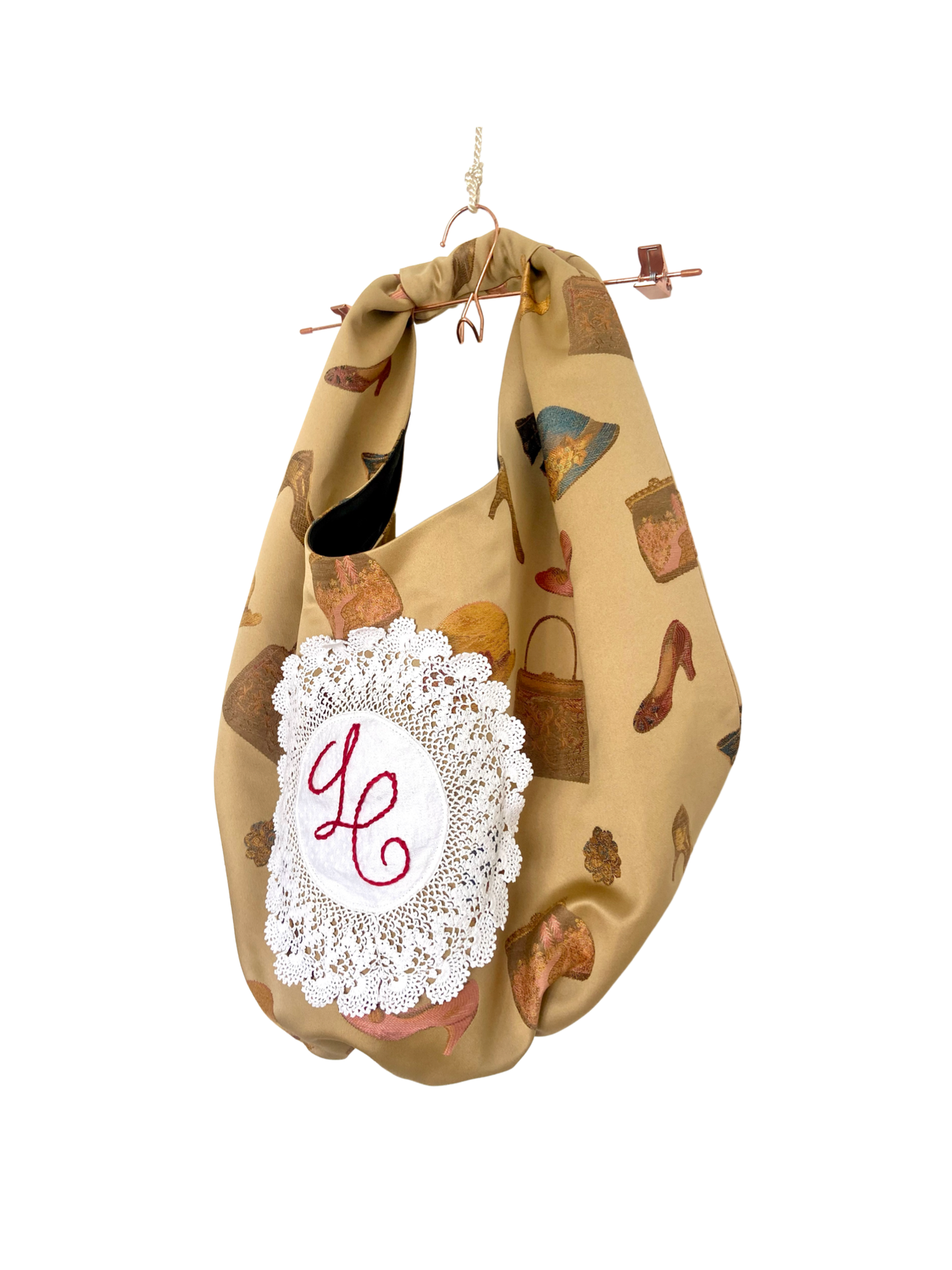XL Satin Monogram Soft Pouffe Bag
